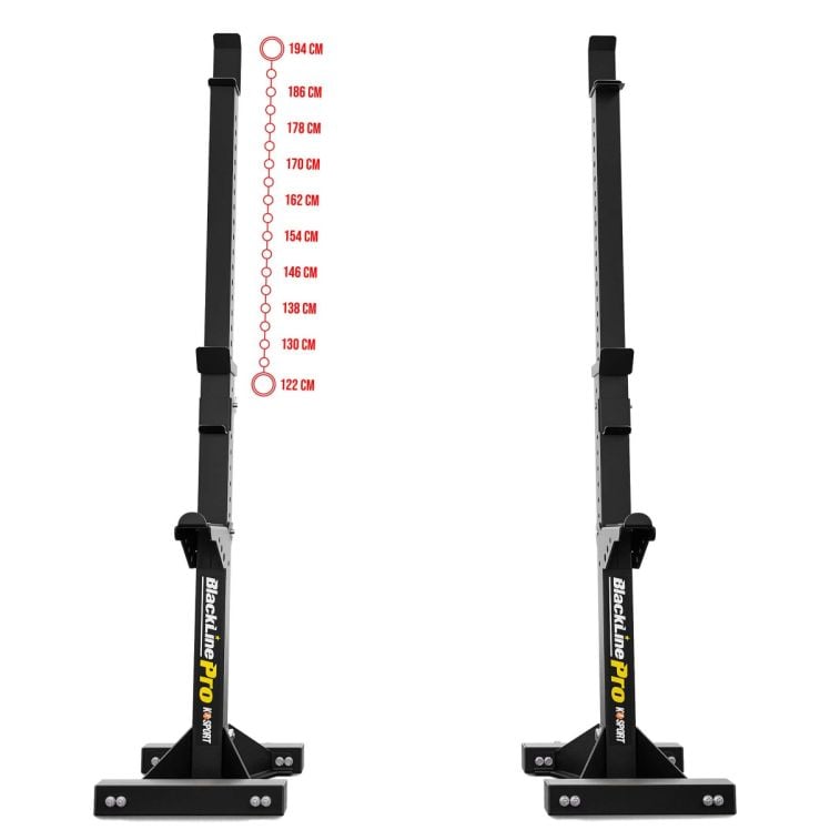 Soporte para barra ajustable en altura de 122 a 194 cm – ideal para sentadillas y press de banca