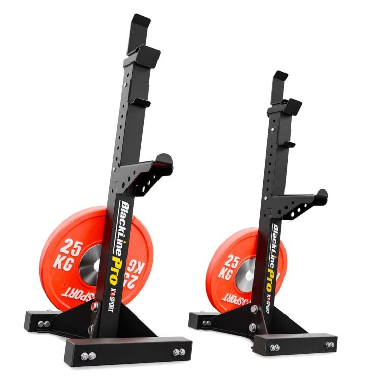 Soportes para barra cargados con discos – squat stands estables para entrenamiento pesado