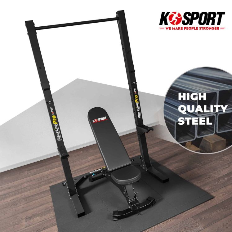 Squat rack set met verstelbare halterbank van hoogwaardig staal – stabiel krachtstation van K-Sport voor effectieve training