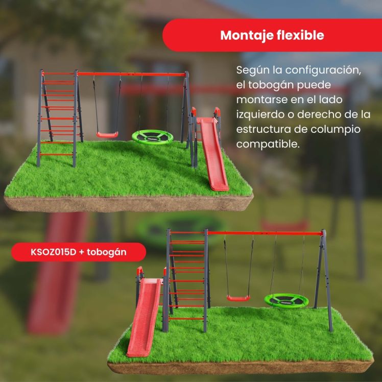 Tobogán infantil montable a la izquierda o a la derecha de la estructura de columpio K-Sport KSOZ015D
