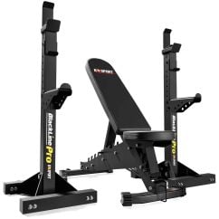 Panca multifunzione con supporti per bilanciere per allenamento di forza a casa – panca fitness regolabile