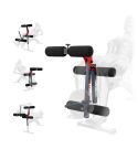 Accessorio leg curl per panca fitness con dimostrazione delle posizioni di esercizio
