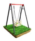 Columpio de rejilla de madera con estructura metálica estable, ideal para los más pequeños y para jugar con seguridad en el jardín