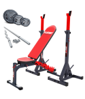 Banc de musculation avec ensemble d'haltères longs