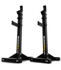 Soporte de barra ajustable Black Line Pro – estructura maciza para sentadillas y press de banca