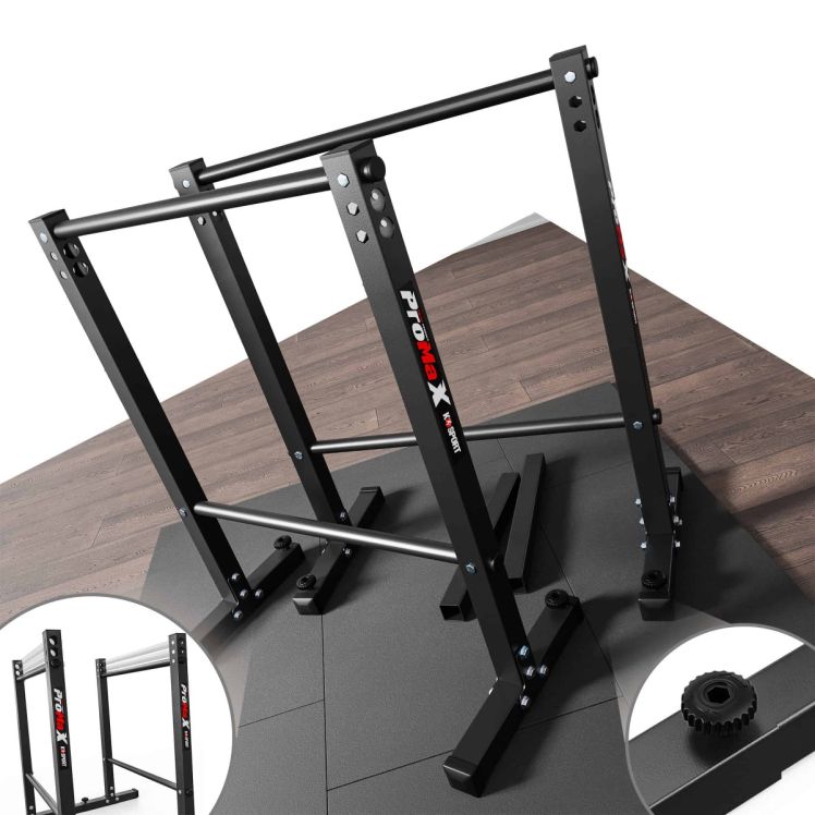 Estación de dips compacta para gimnasio en casa con estructura estable y fácil montaje