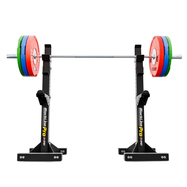Haltersteunen met halterstang en gewichtsschijven – robuust homegym krachttrainingssysteem