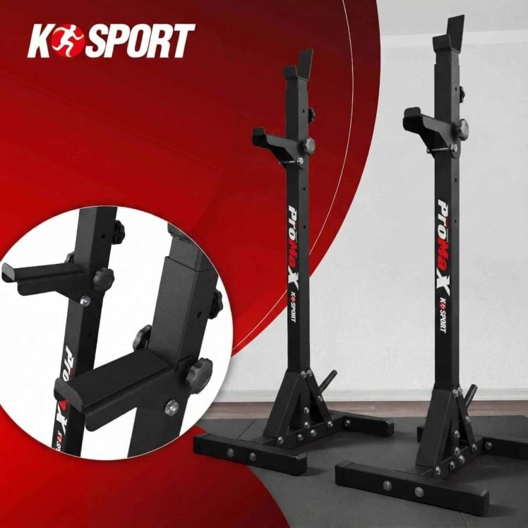 Soporte para barra K-Sport combinado con banco para entrenamiento profesional en casa
