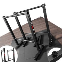 Estación de dips compacta para gimnasio en casa con estructura estable y fácil montaje