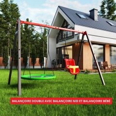Balançoire double avec balançoire nid et balançoire bébé
