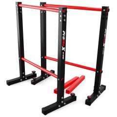 Barras de inmersión K-Sport negras y rojas para entrenamiento de fuerza
