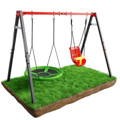 Juego de columpios con columpio nido y columpio seguro para bebés sobre hierba
