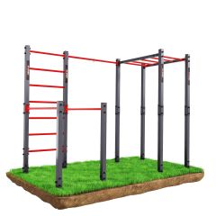 Equipo de Calistenia para exterior con espaldera y escalera horizontal de K-Sport sobre césped