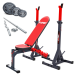 Banc de musculation avec ensemble d'haltères longs