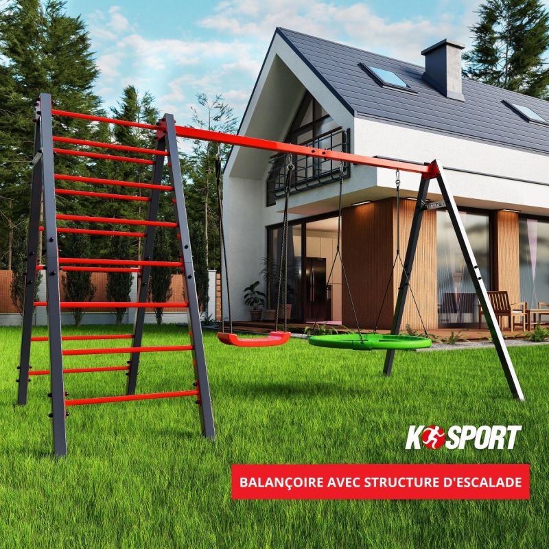 Balançoire avec structure d'escalade
