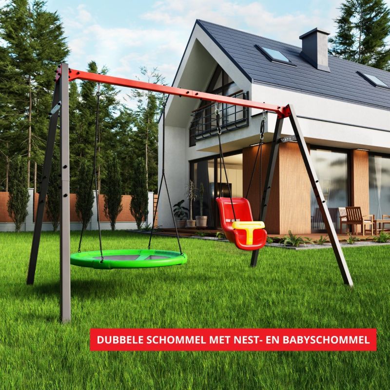 Dubbele schommel met nest- en babyschommel