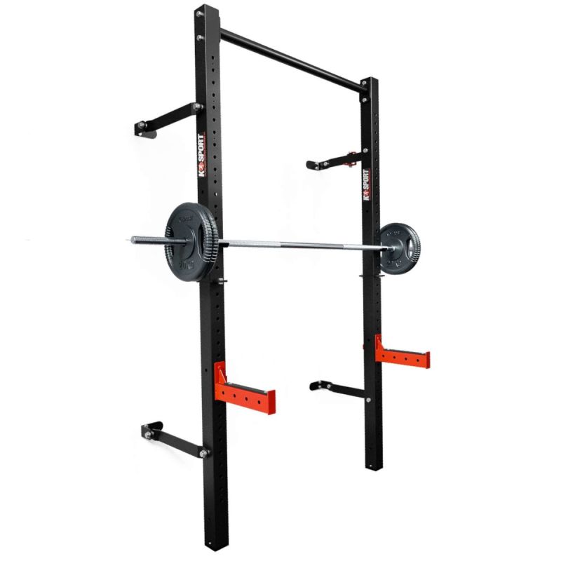 K-Sport klappbares Half Rack zur Wandmontage mit Langhantel