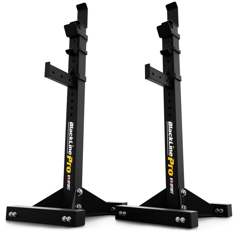 Soporte de barra ajustable Black Line Pro – estructura maciza para sentadillas y press de banca