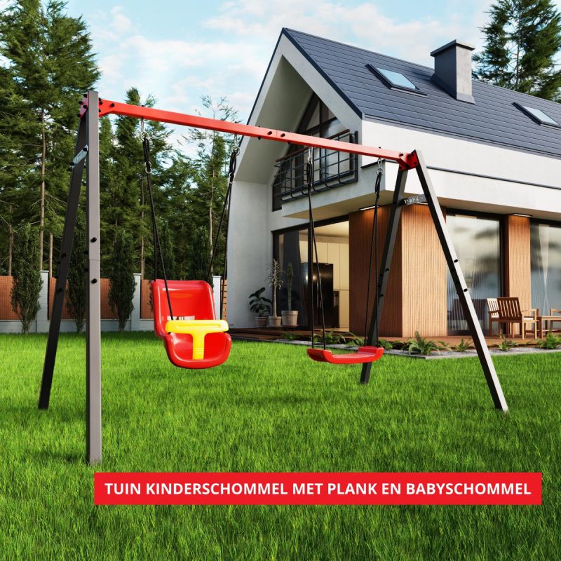 Tuin kinderschommel met plank en babyschommel
