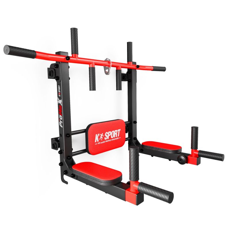 Barra para dominadas + soporte para fondo para montar en la pared 2en1