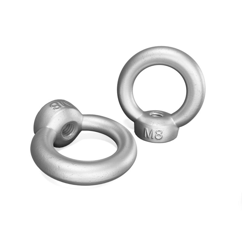 Juego de 2 tuercas de anillo M8 galvanizadas – ideal para el montaje seguro de hamacas