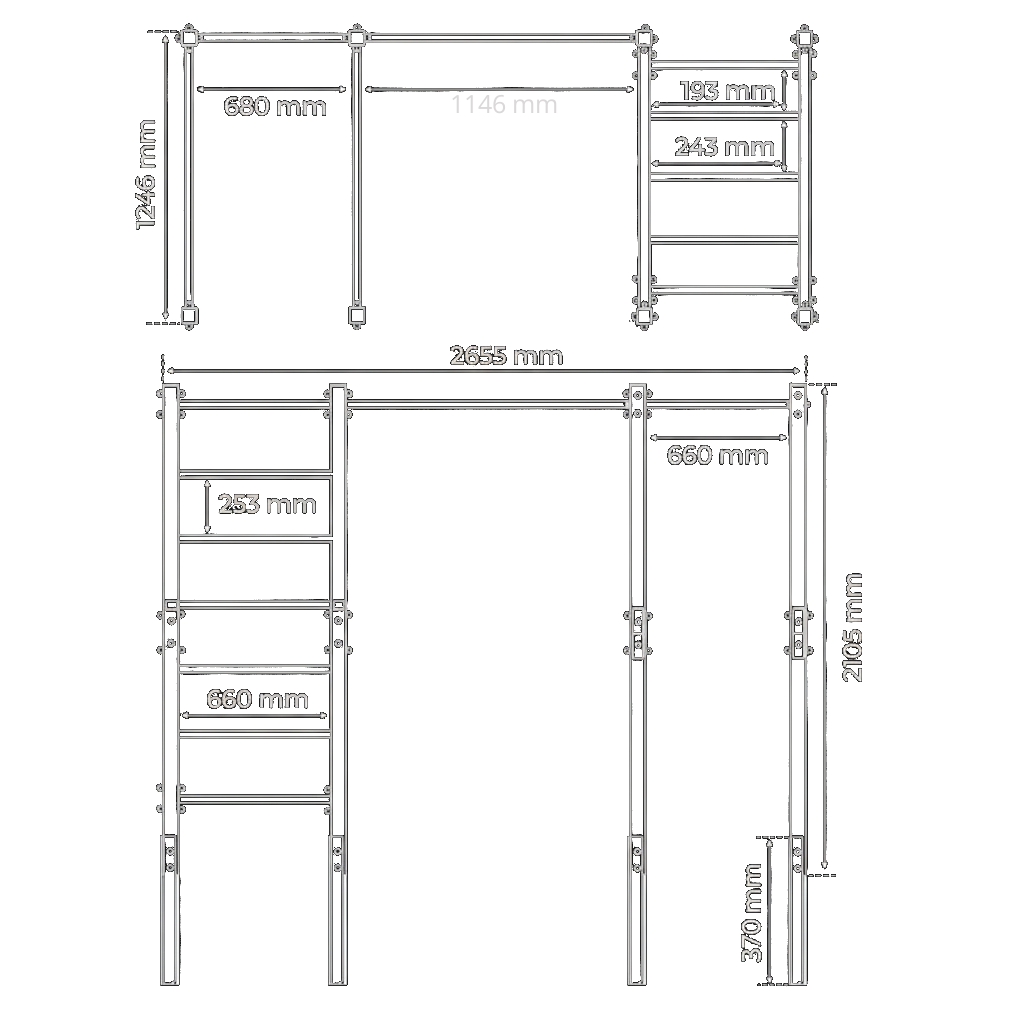 Dati tecnici - Attrezzatura Calisthenics: Struttura Outdoor con Spalliera e Scala