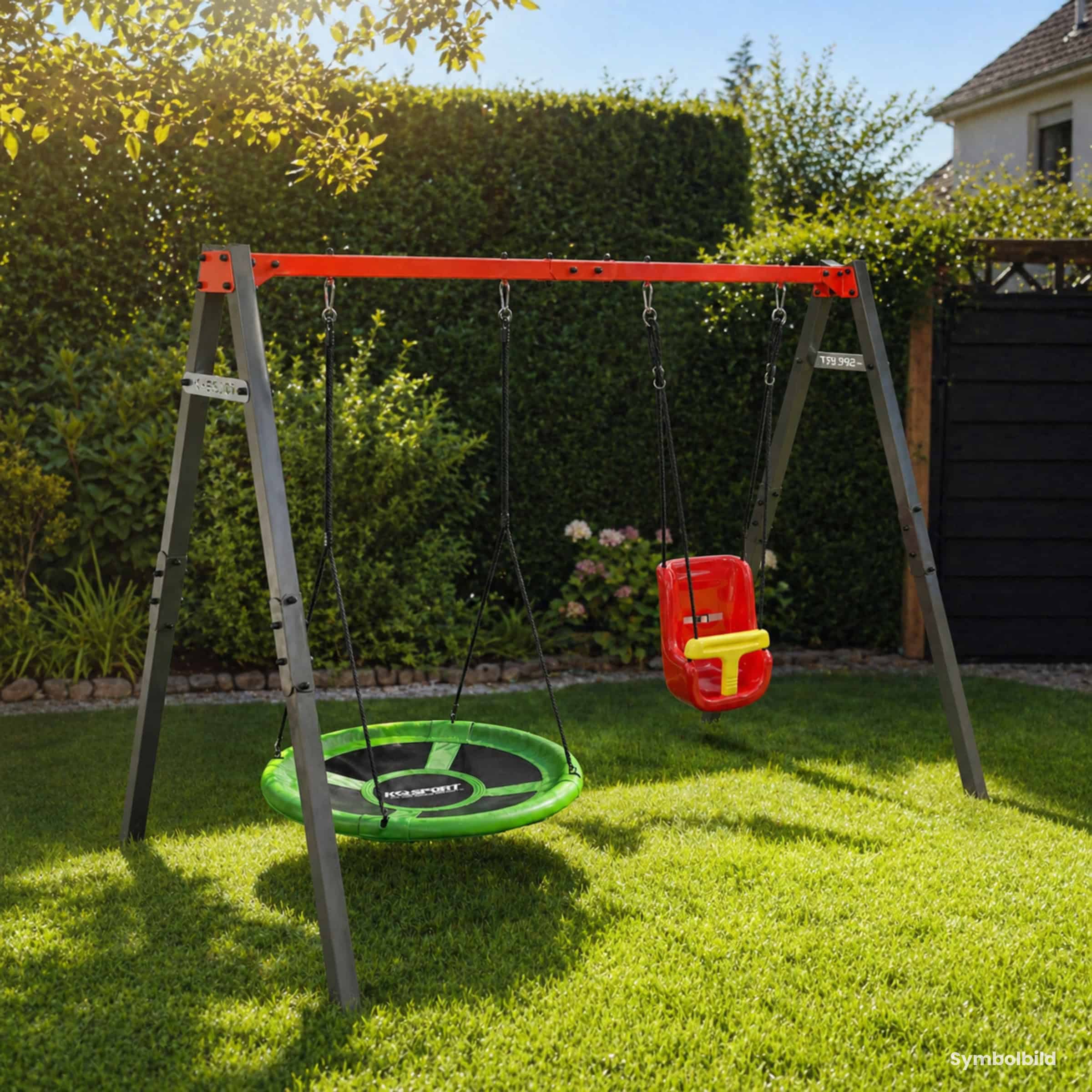 Structure de balançoire double avec balançoire pour enfants dans le jardin