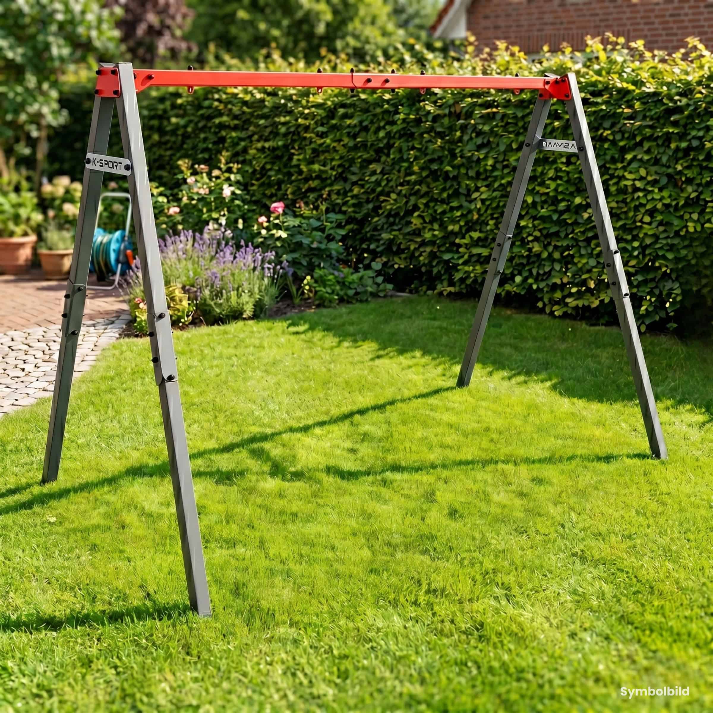 Structure de balançoire double K-Sport en métal dans le jardin sans sièges