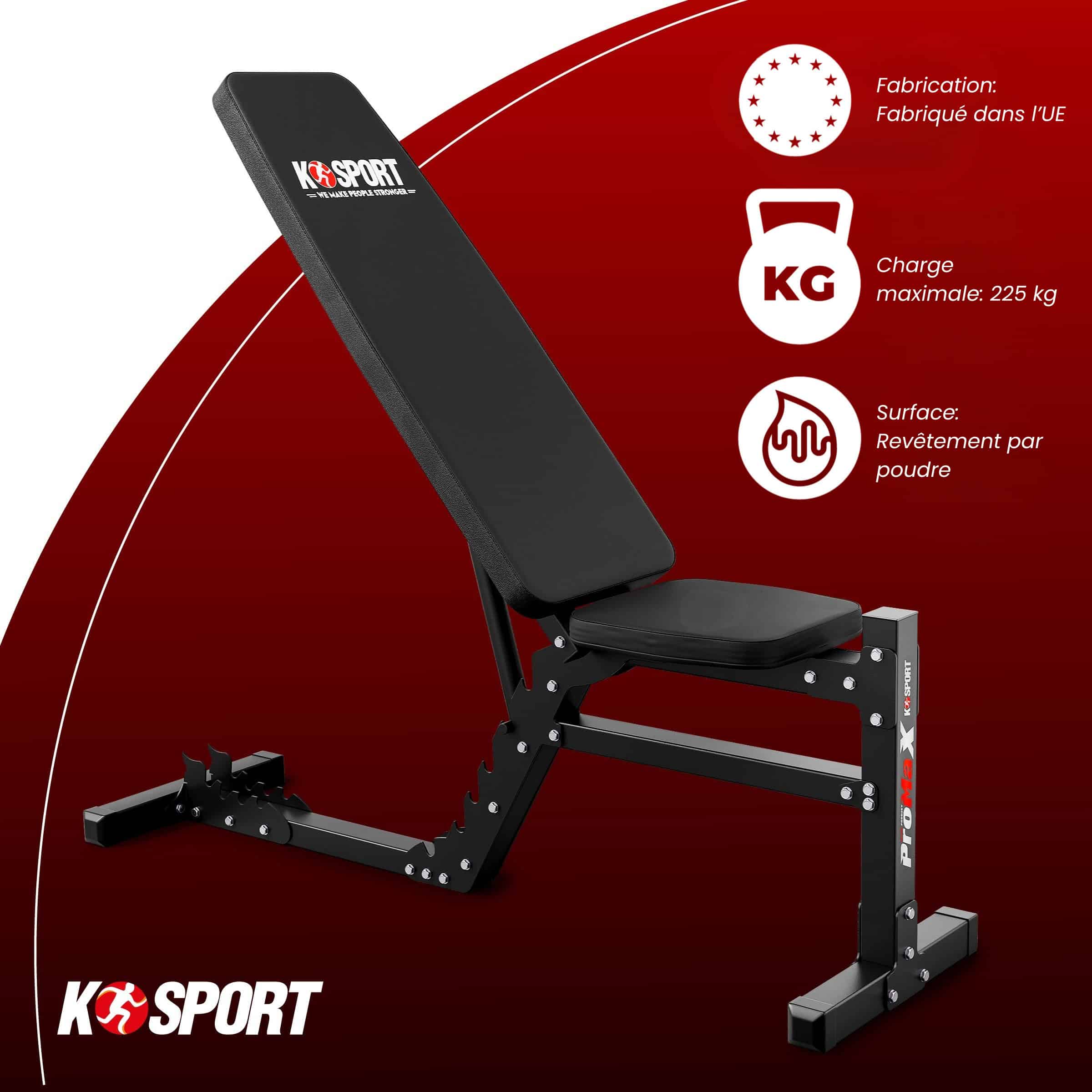 Banc De Musculation ScSPORTS® – Plat Et Réglable En Hauteur, Parfait Pour La Maison, La Muscu Et Le Fitness