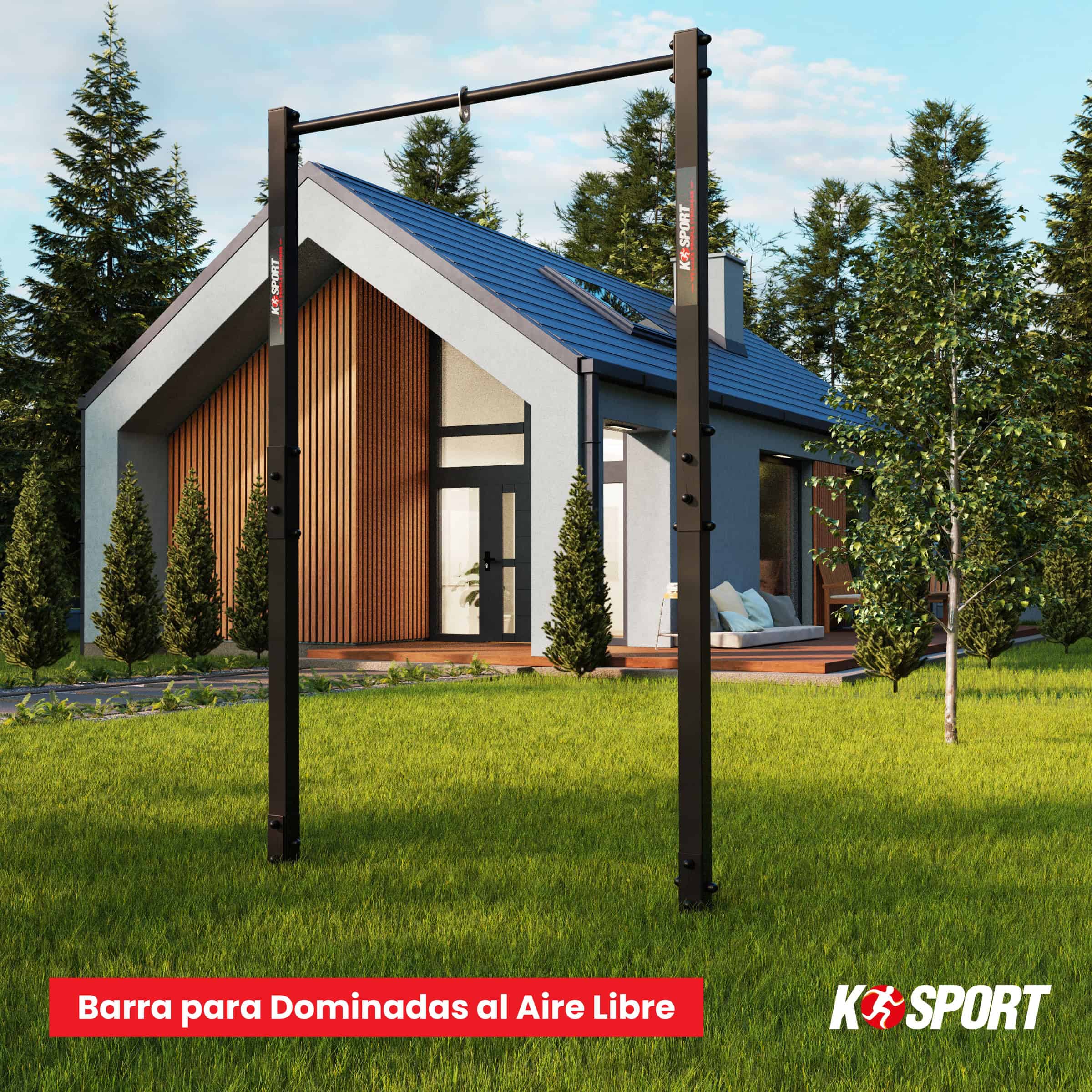Barra de dominadas exterior en un jardín para entrenamiento de Street Workout