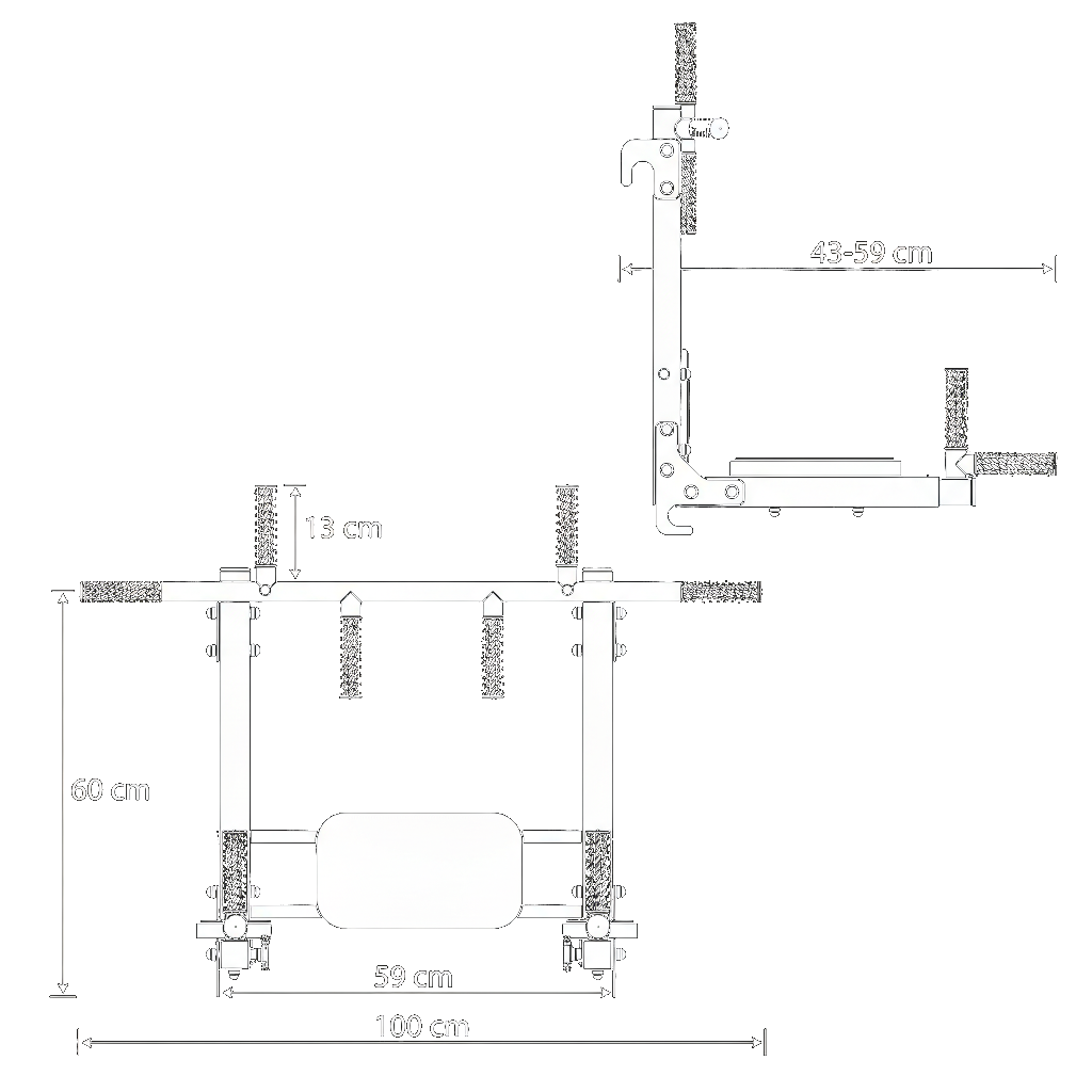 Dati tecnici - Barra per trazioni + barra per dips per montaggio a muro 2in1