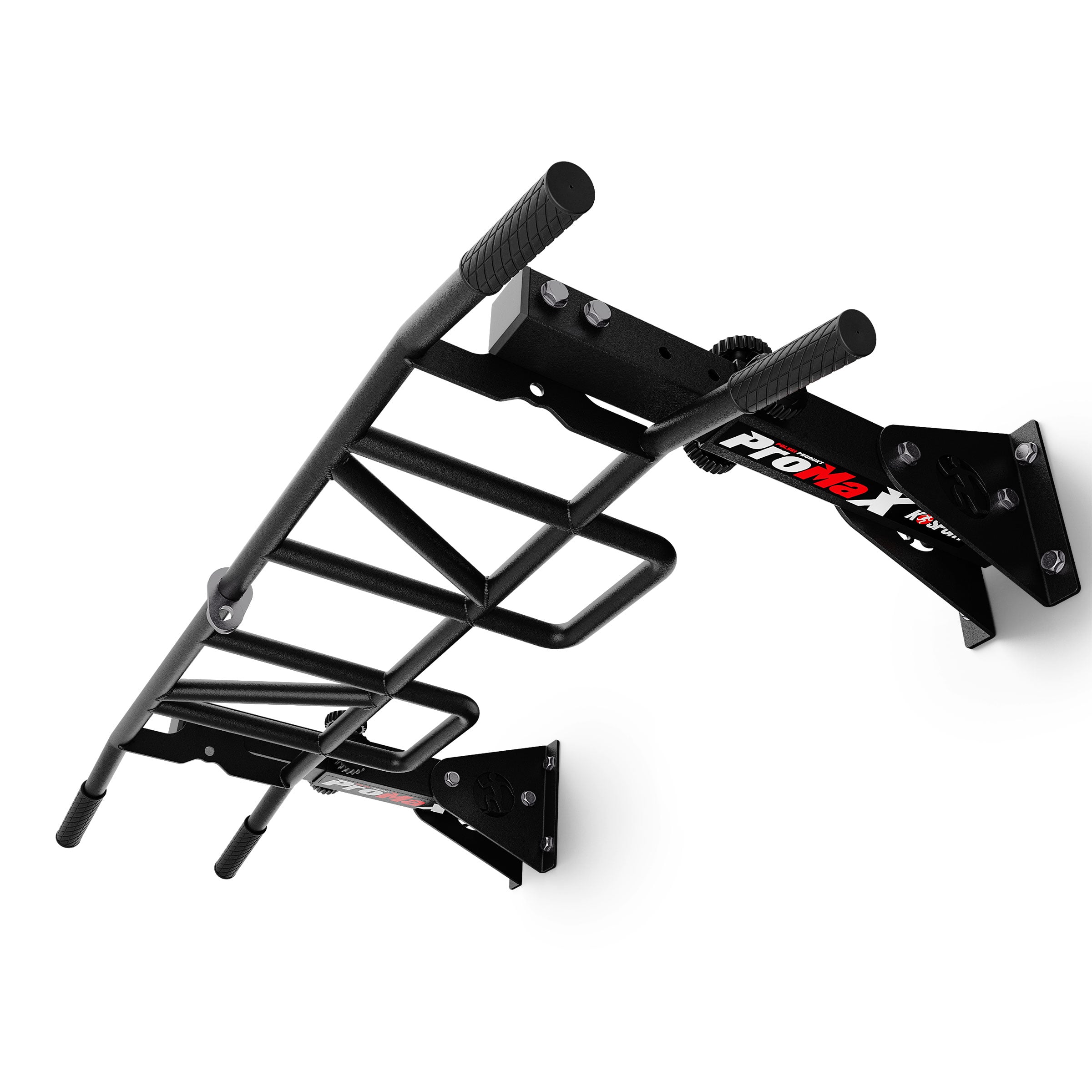 Sbarra per trazioni da parete con sistema multigrip regolabile e struttura in acciaio nero