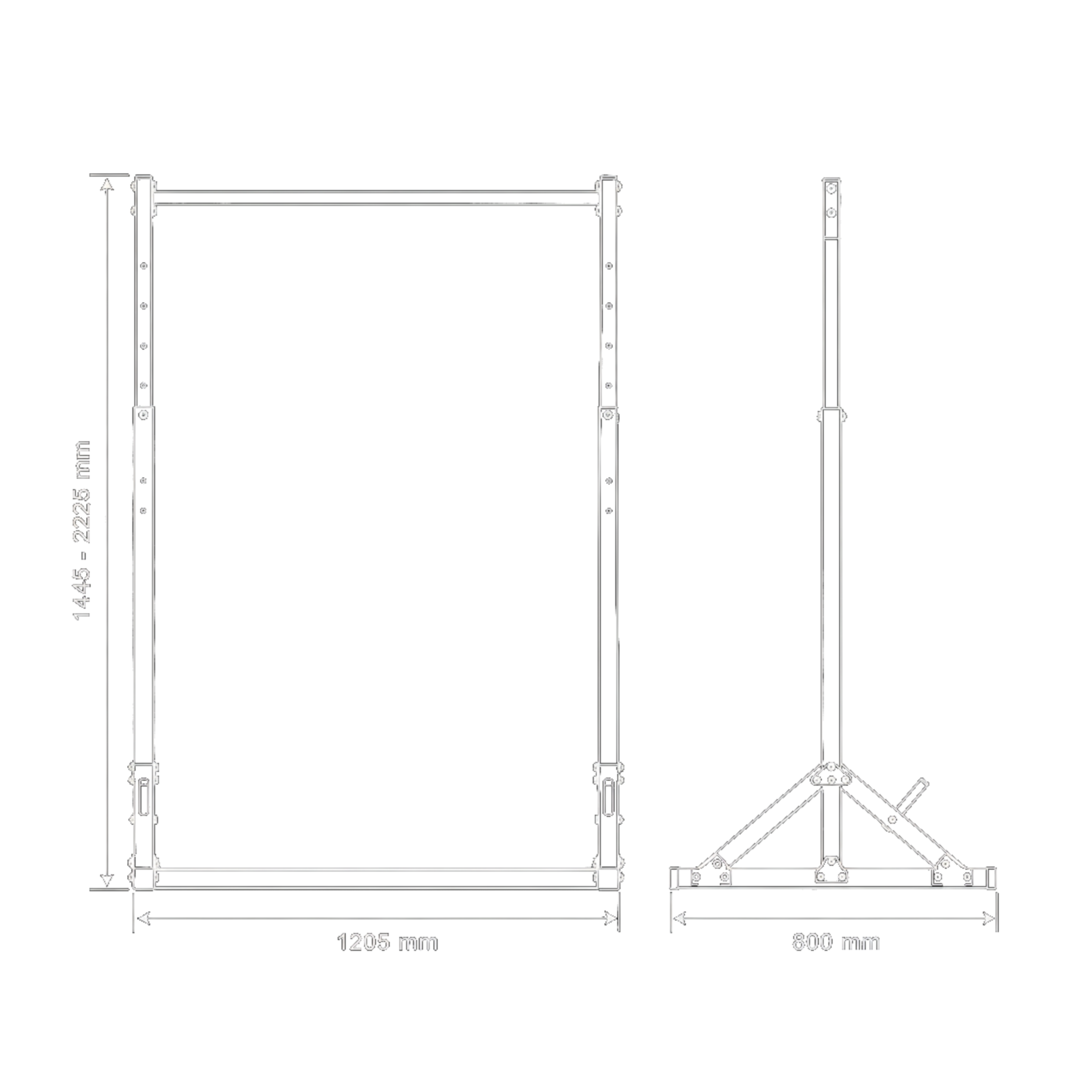 Données techniques - Barre de traction autoportante réglable en hauteur jusqu'à 140 kg