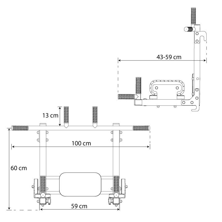 Données techniques - Barre de traction + barre de dips pour montage mural 2en1