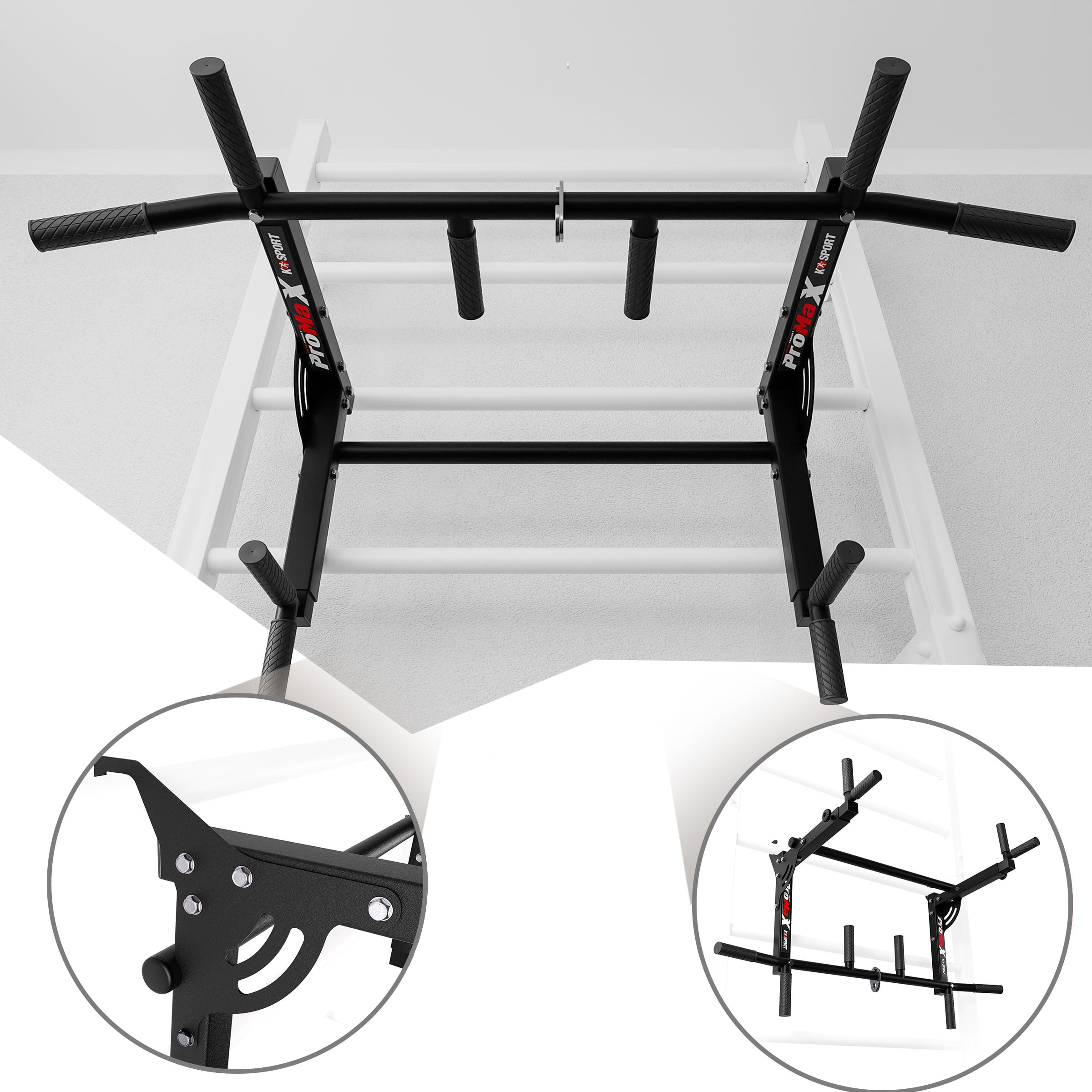 KESSER® 4 in 1 Pull Up Bar for Wall Mounting, Non-Slip Handles, Extra Function for Ropes, Rings and Punching Bags | Safe & Stable | Chin Up Bar for Home, Blue