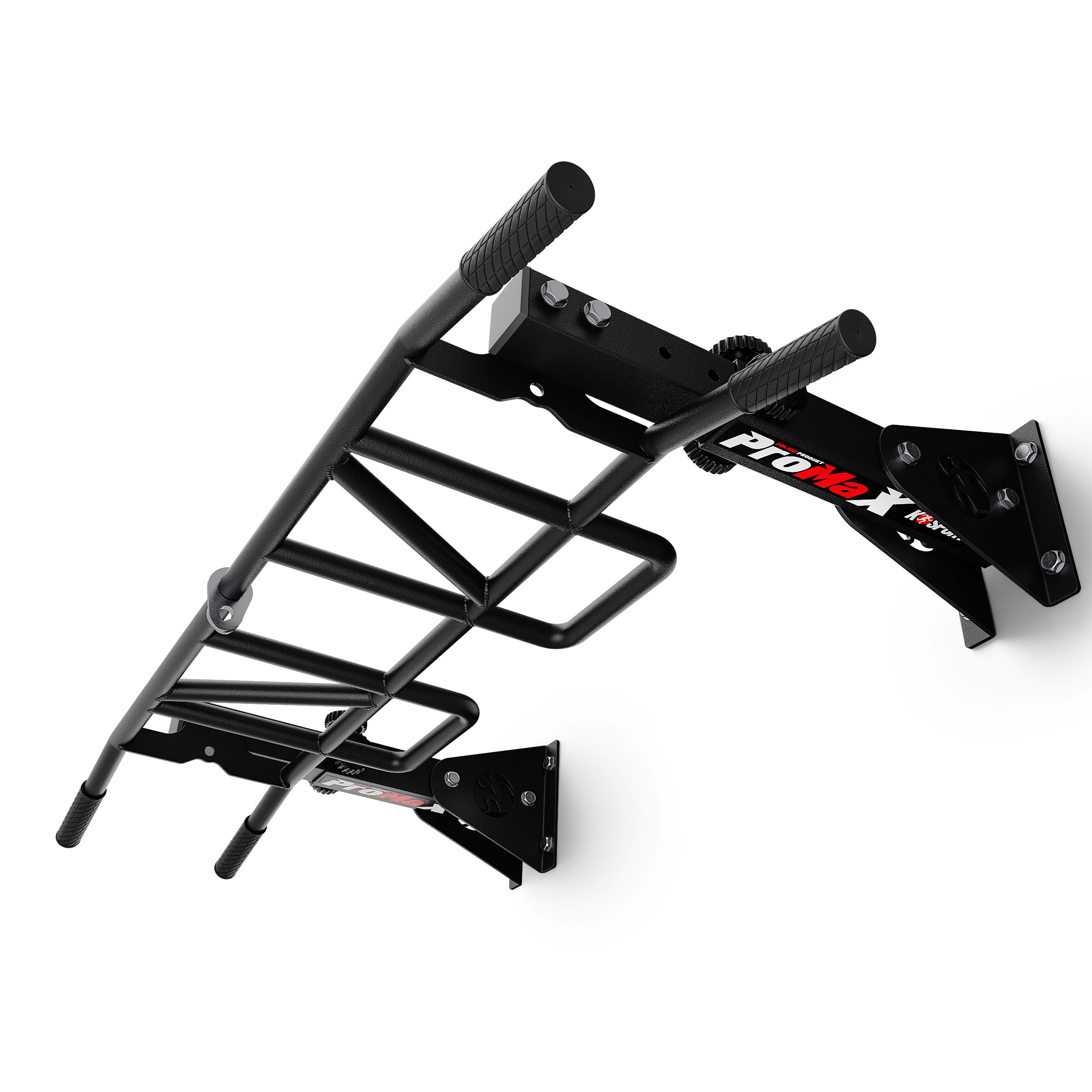 Barre de traction murale avec système multigrip réglable et structure en acier noir
