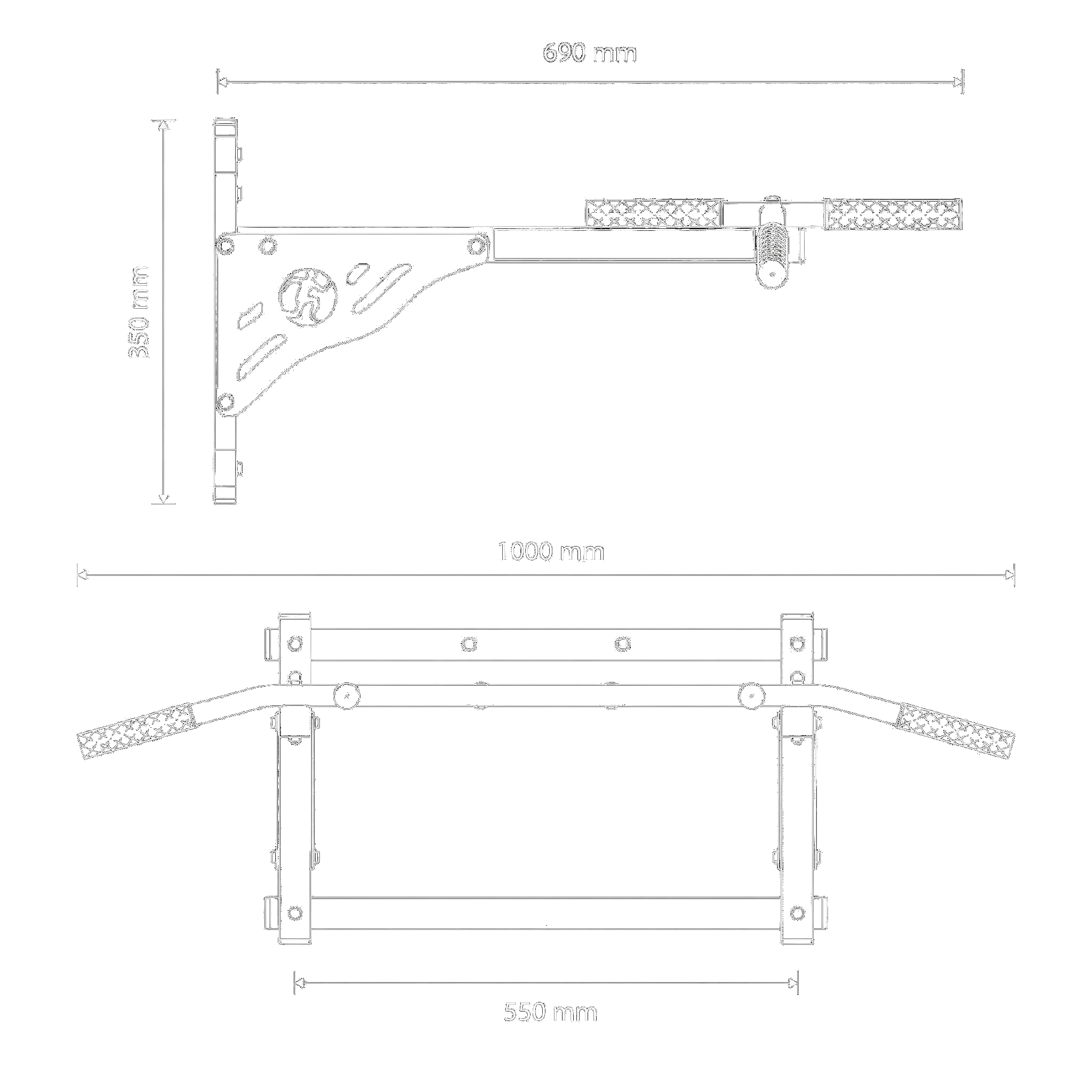 Données techniques - Barre de traction murale avec support pour sac de frappe