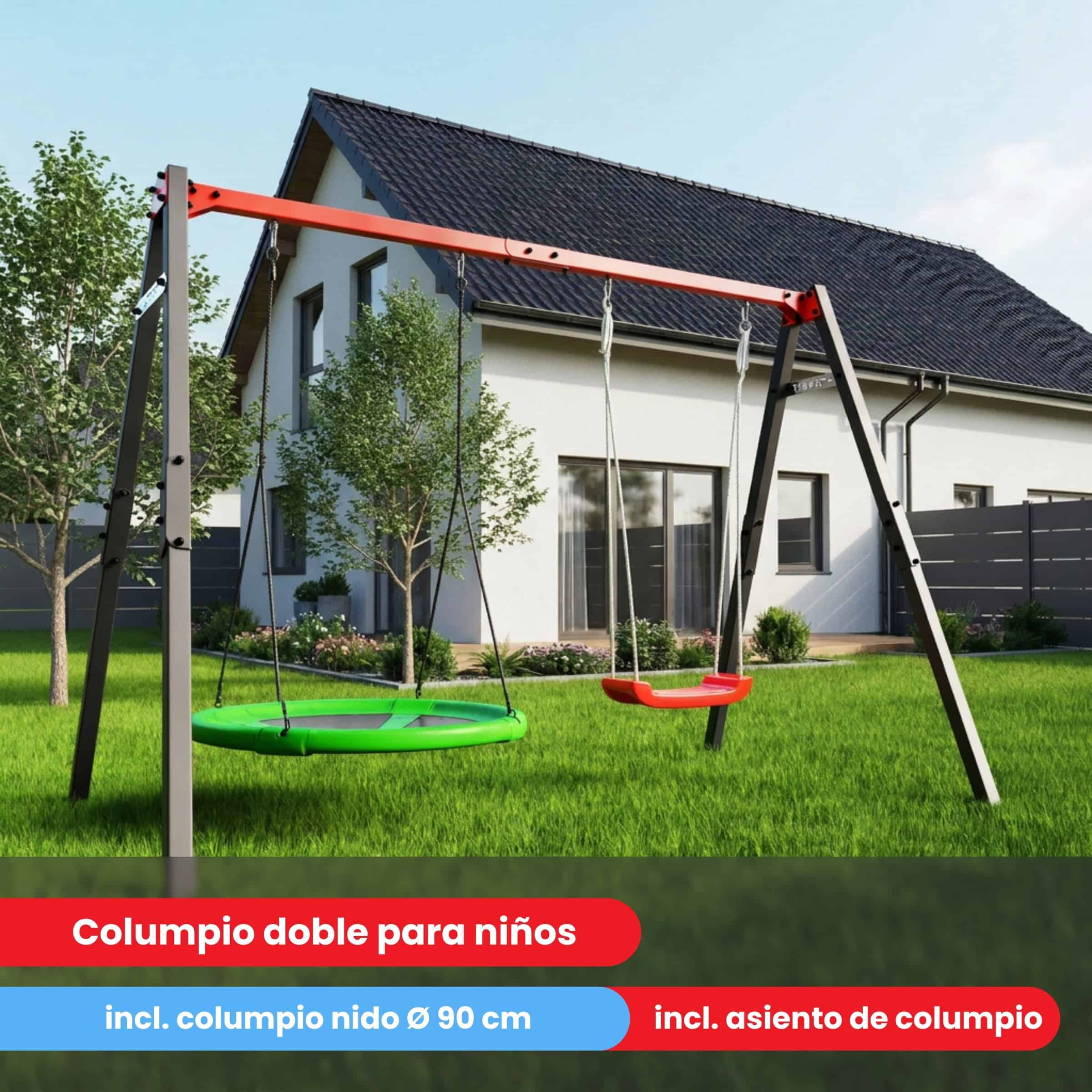 Columpio Nido De Red Relaxdays Para Jardín – 120 Cm De Diámetro, Soportes De Acero Y Cuerdas De Nailon, Altura Ajustable 85-140 Cm, Capacidad De 150 Kg, Para Niños Y Adultos, Ideal Para Exteriores
