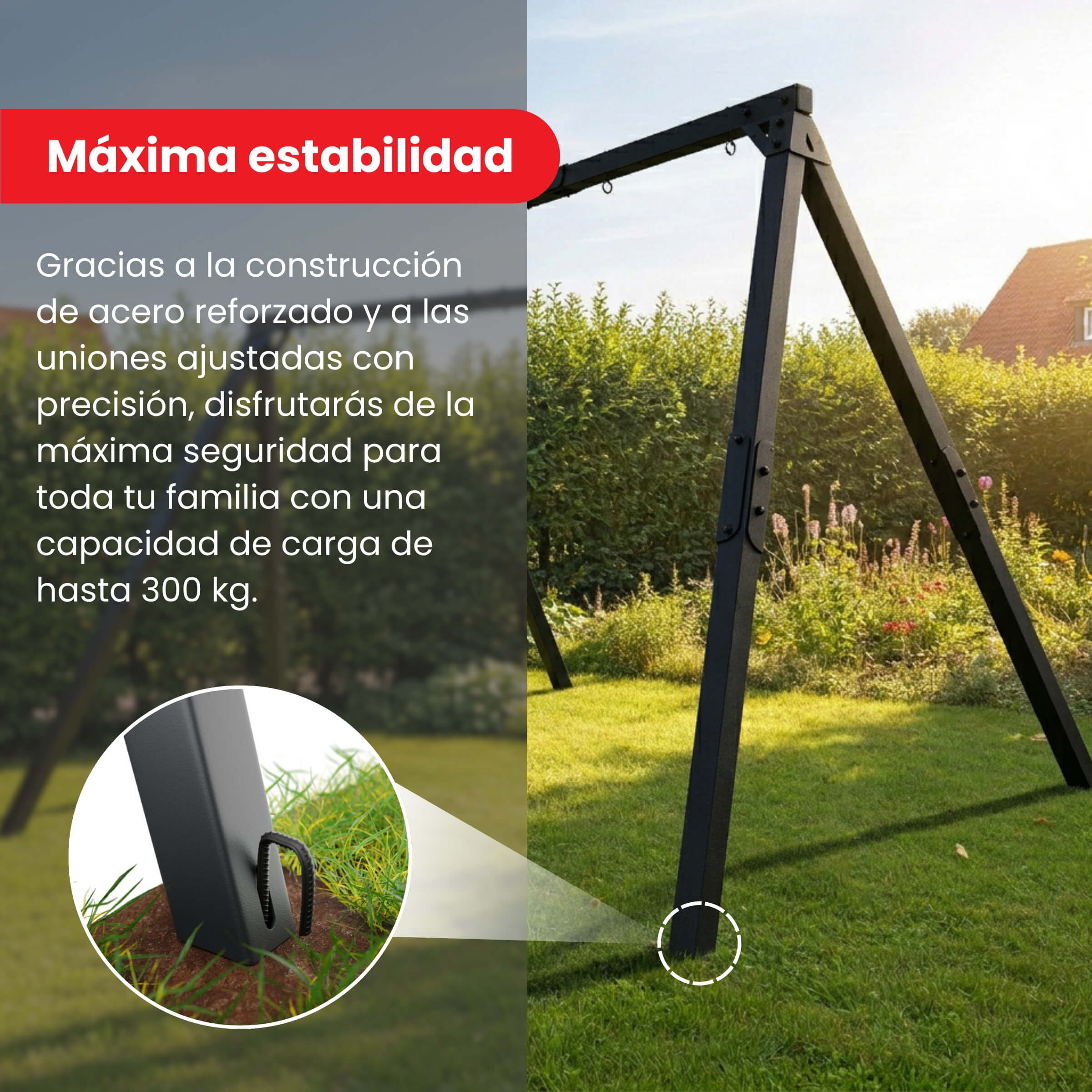 K-Sport Columpio Doble De Metal Con Asiento De Bebé Y Nido De 90 Cm, Estructura Resistente Hasta 150 Kg, Para Jardín, Fabricado En UE