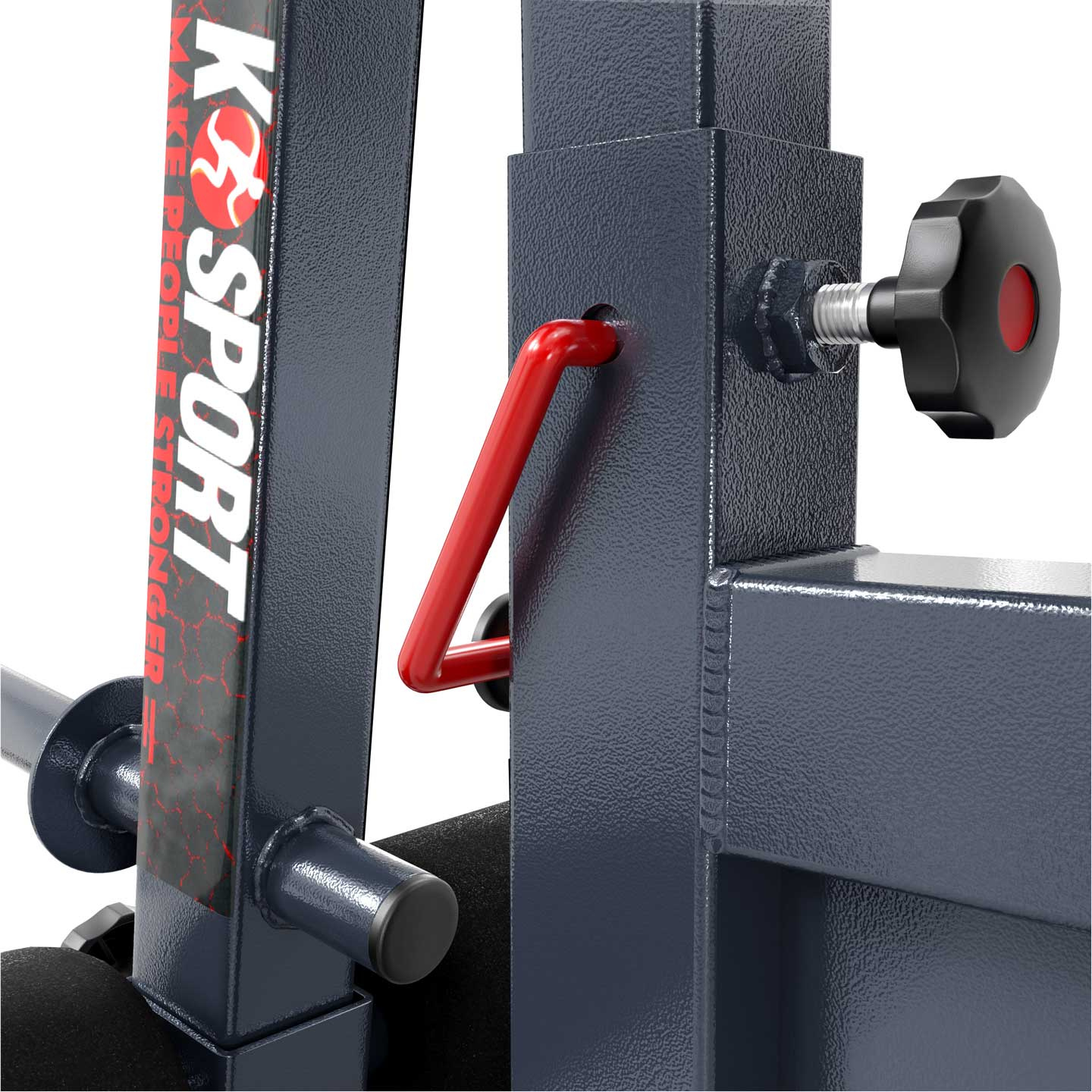 Accessoire leg curl détail avec goupille de sécurité et molette de réglage
