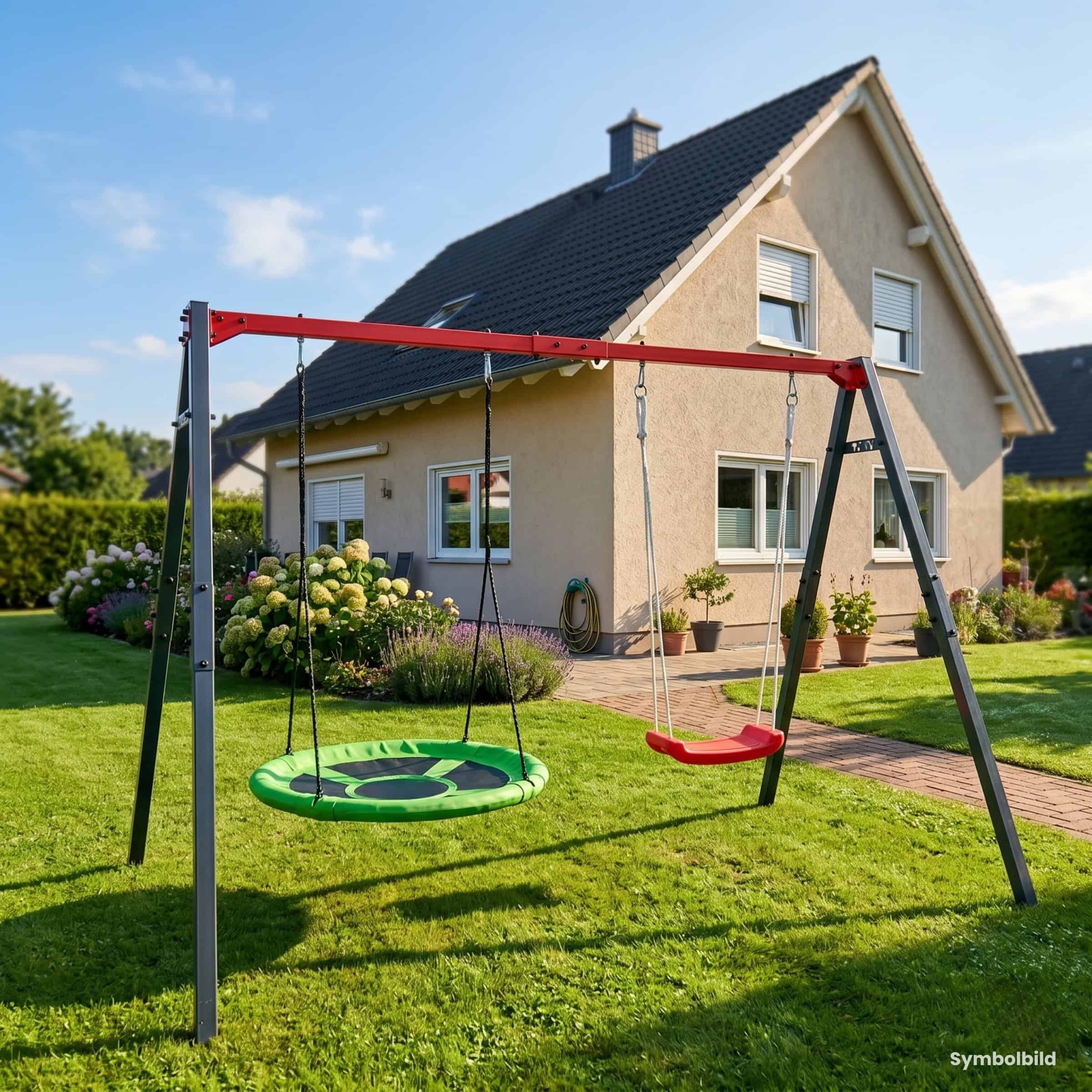 Balançoire double de jardin avec balançoire nid et siège en acier thermolaqué