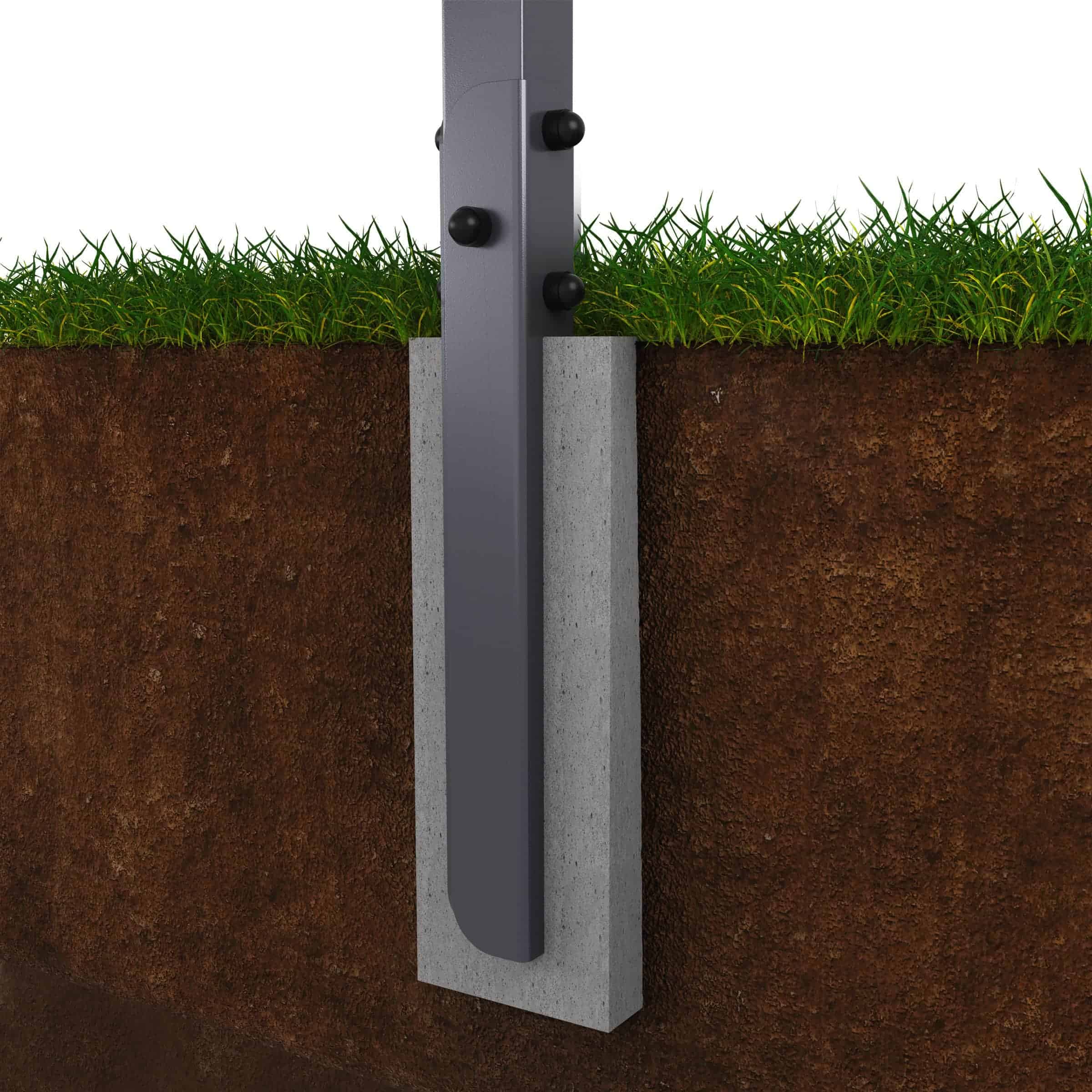 Anclaje del aparato en el suelo con base de hormigón – montaje seguro para jardín