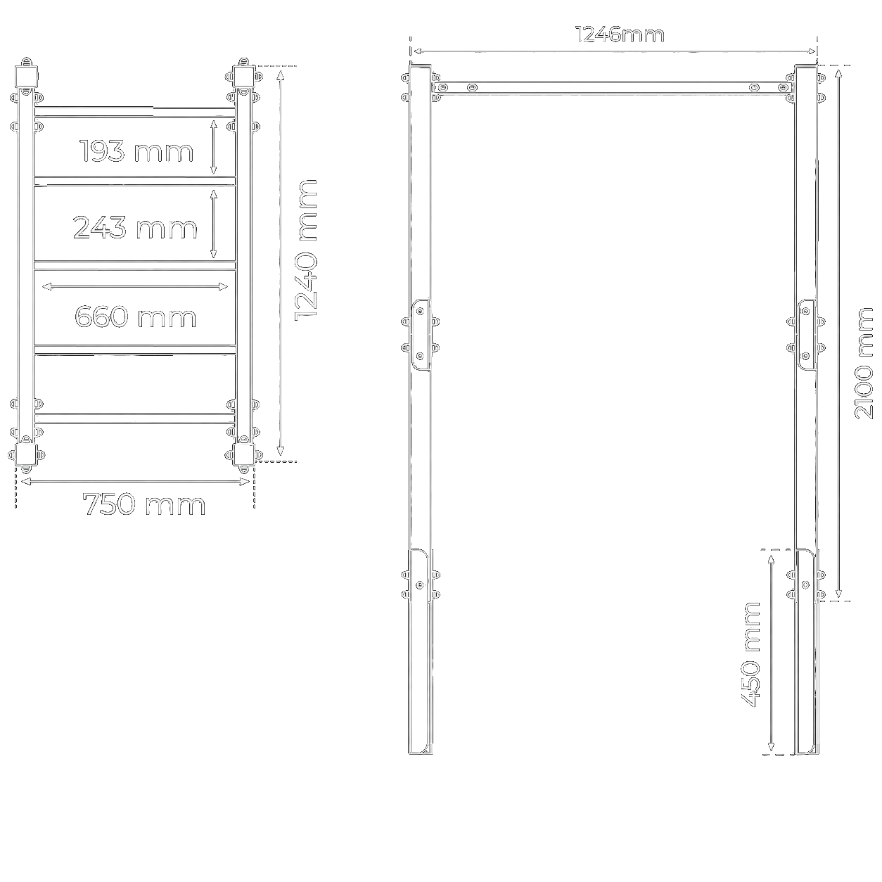 Datos técnicos - Escalera horizontal de exterior