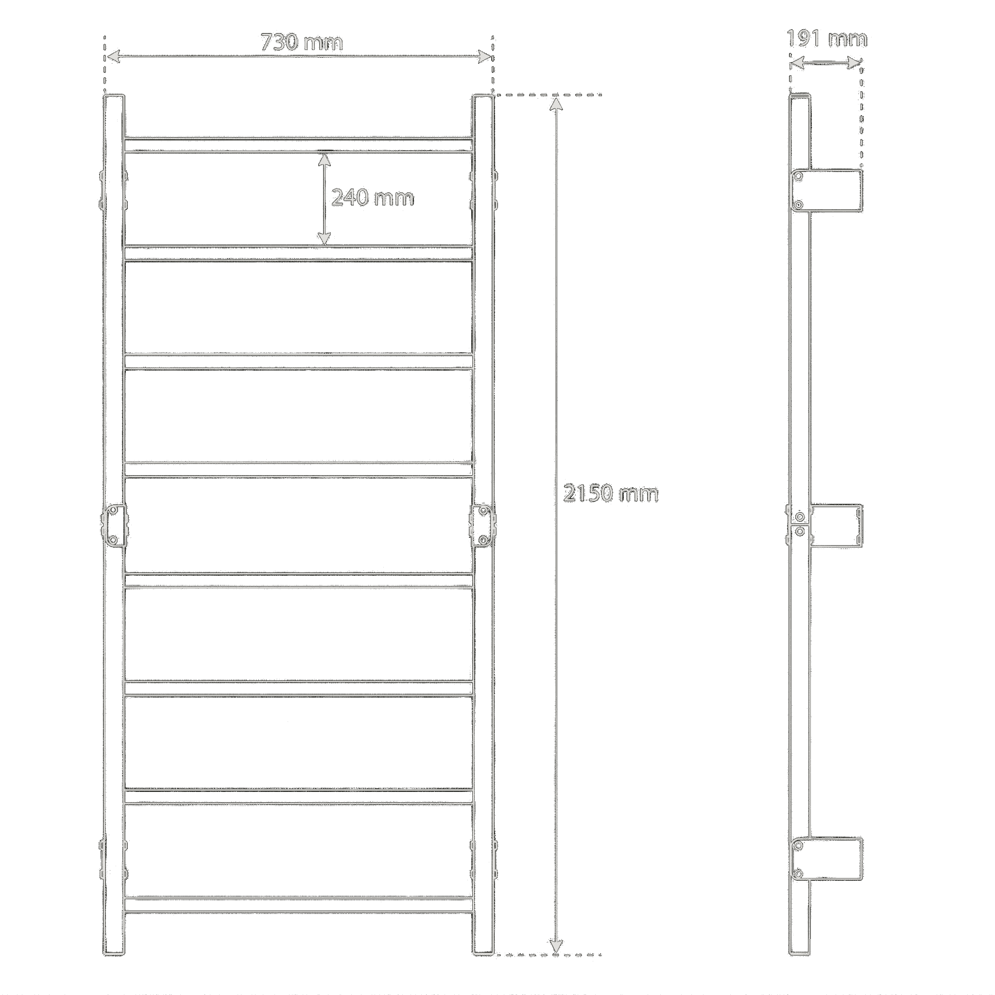 Datos técnicos - Escalera sueca - 8 escalones