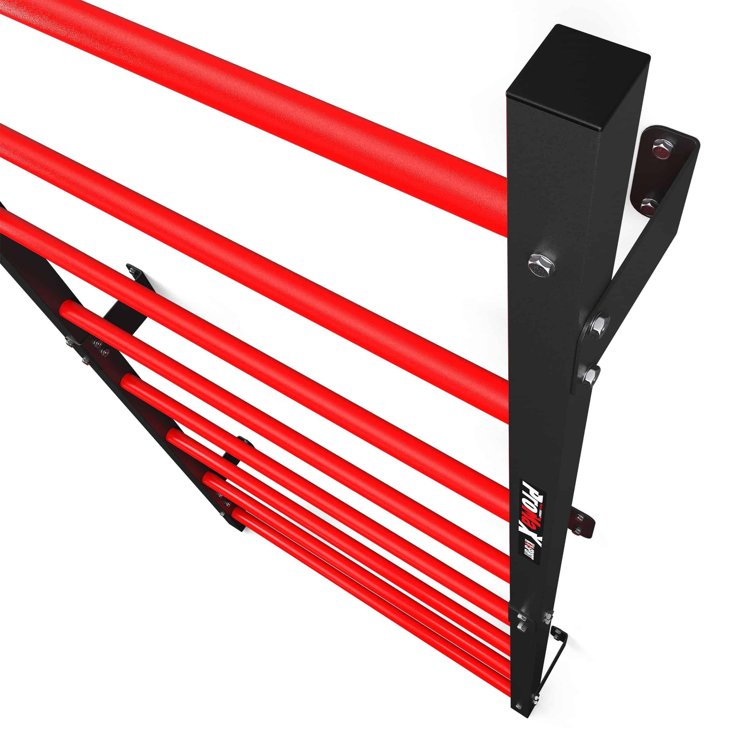 Vista lateral de un detalle del peldaño y del marco de acero