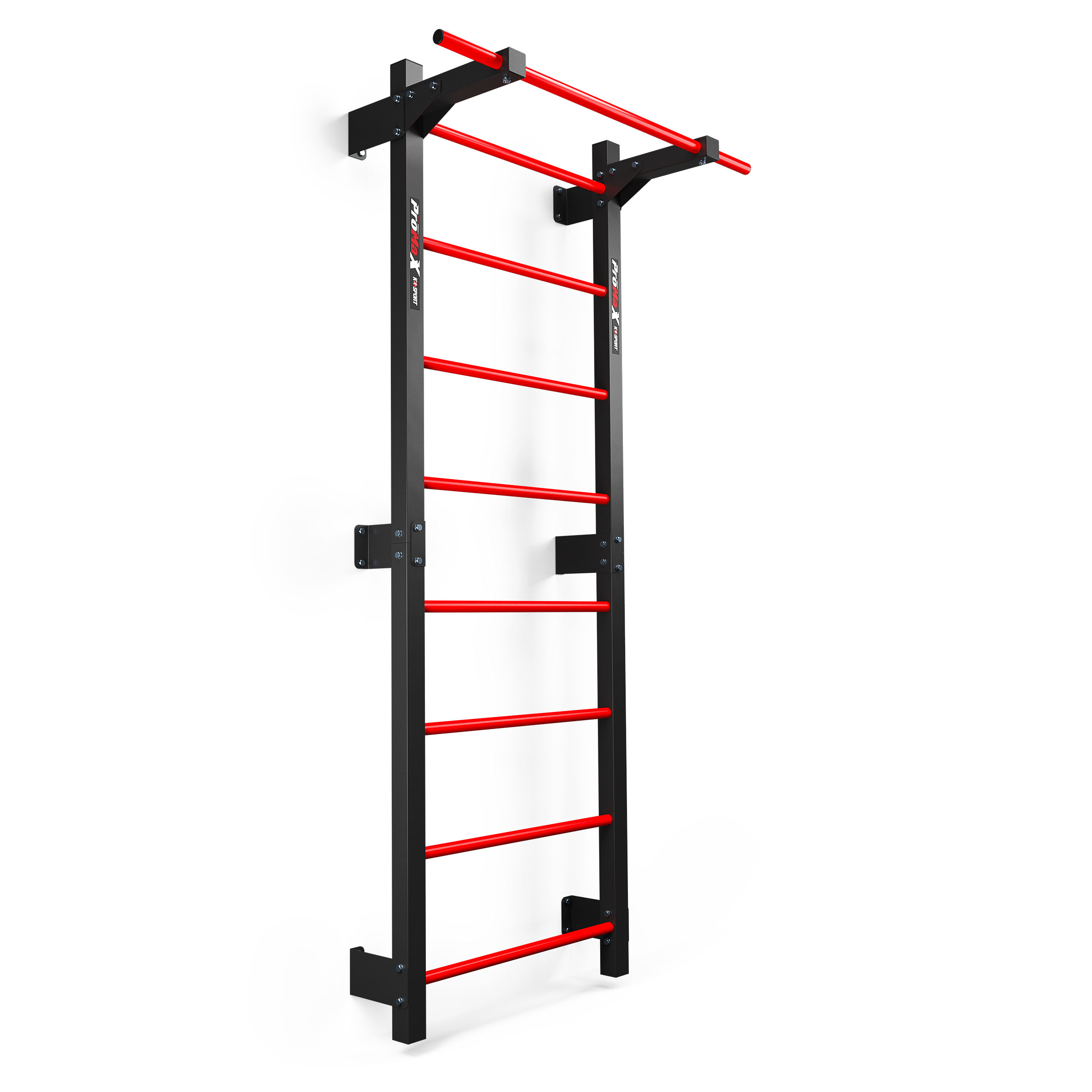 Espalier fitness en métal avec barre de traction, vue complète