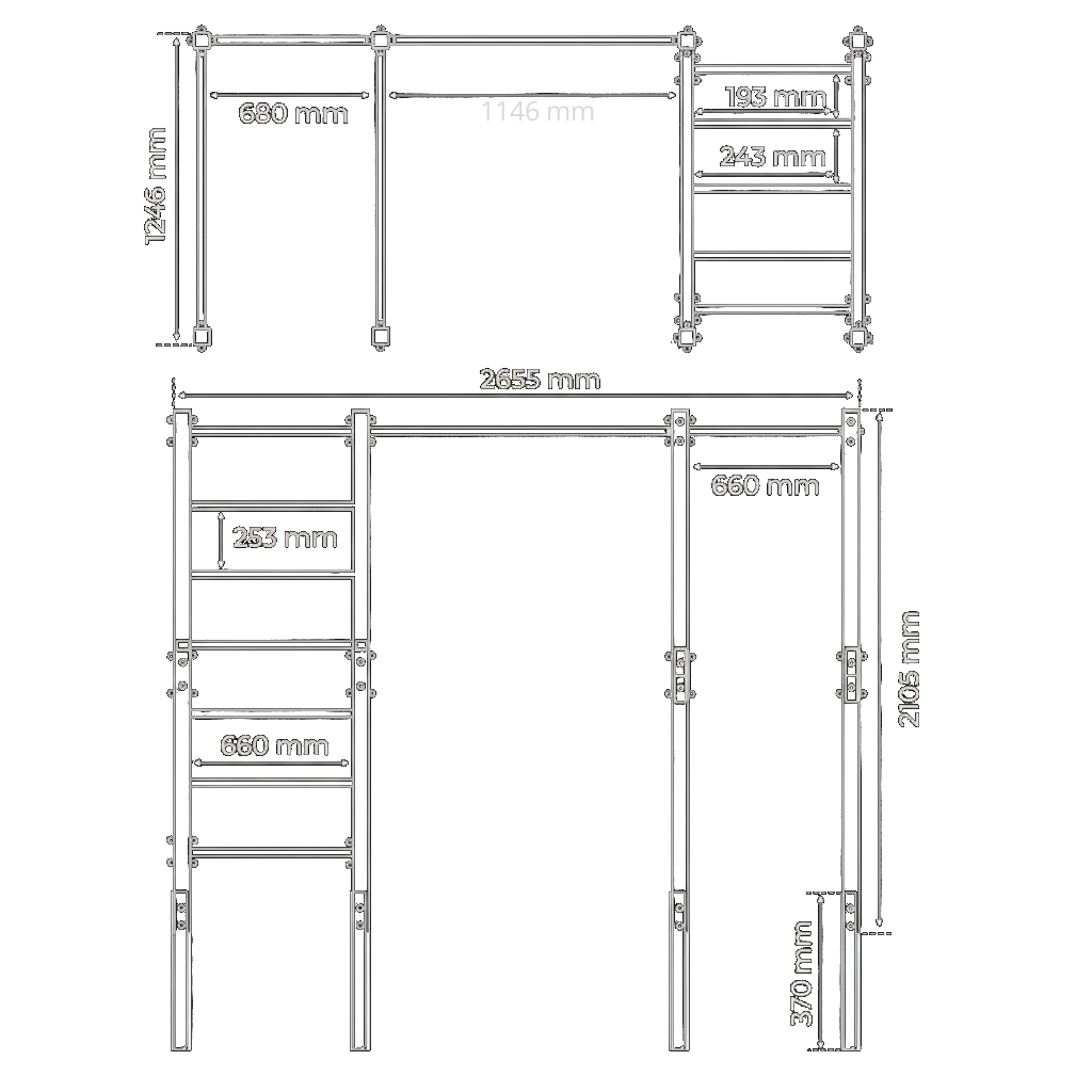 Datos técnicos - Estructura Calistenia Exterior: Estación con Espaldera y Escalera