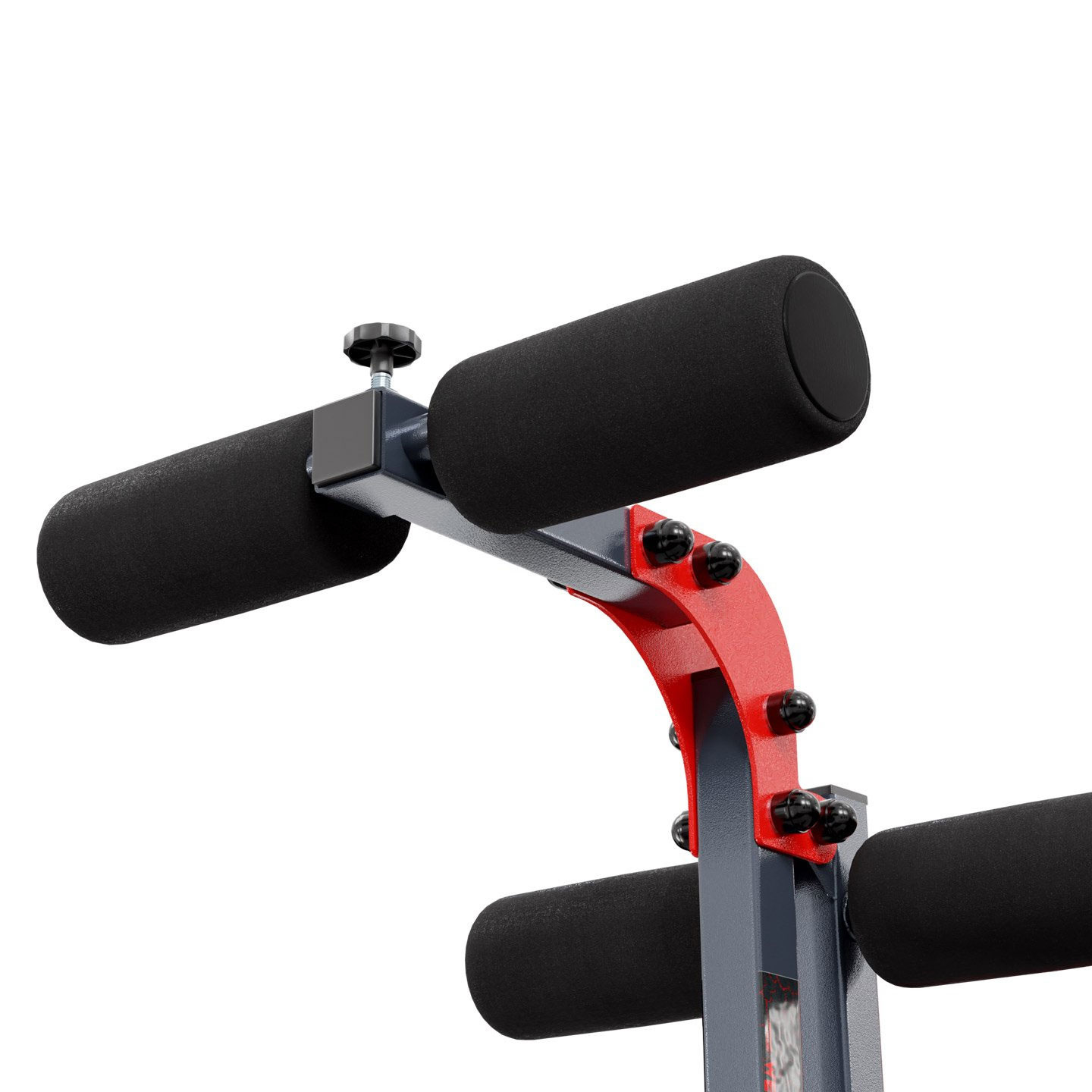 Accesorio curl de piernas vista cercana de los rodillos superiores