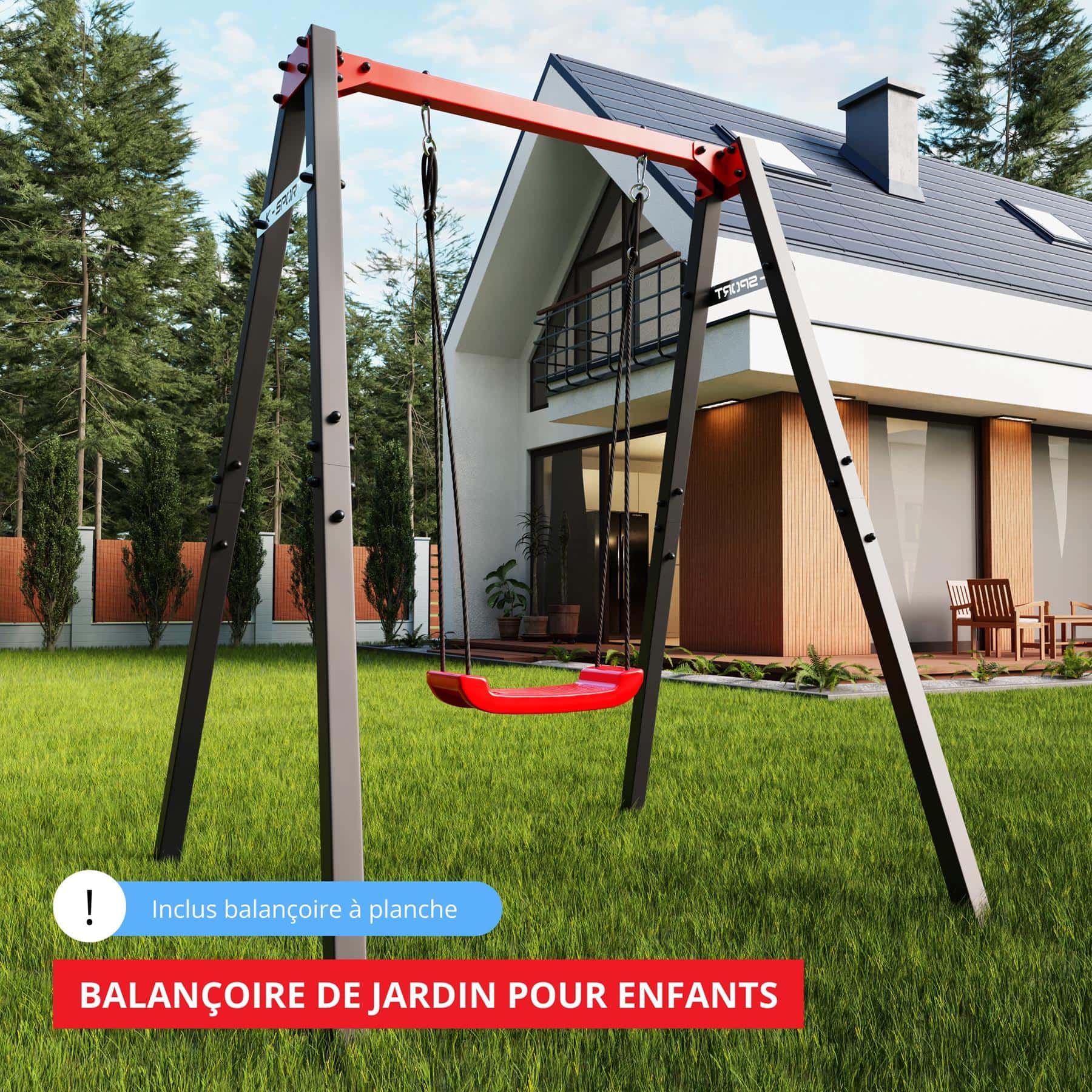 Balançoire de jardin K-Sport avec siège, parfaite pour les enfants et les activités variées en plein air