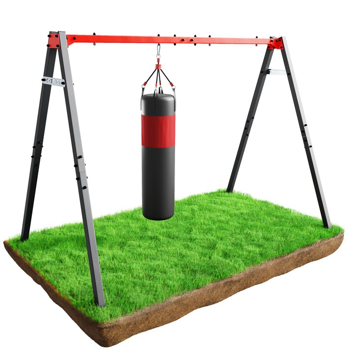 Structure de balançoire avec sac de boxe
